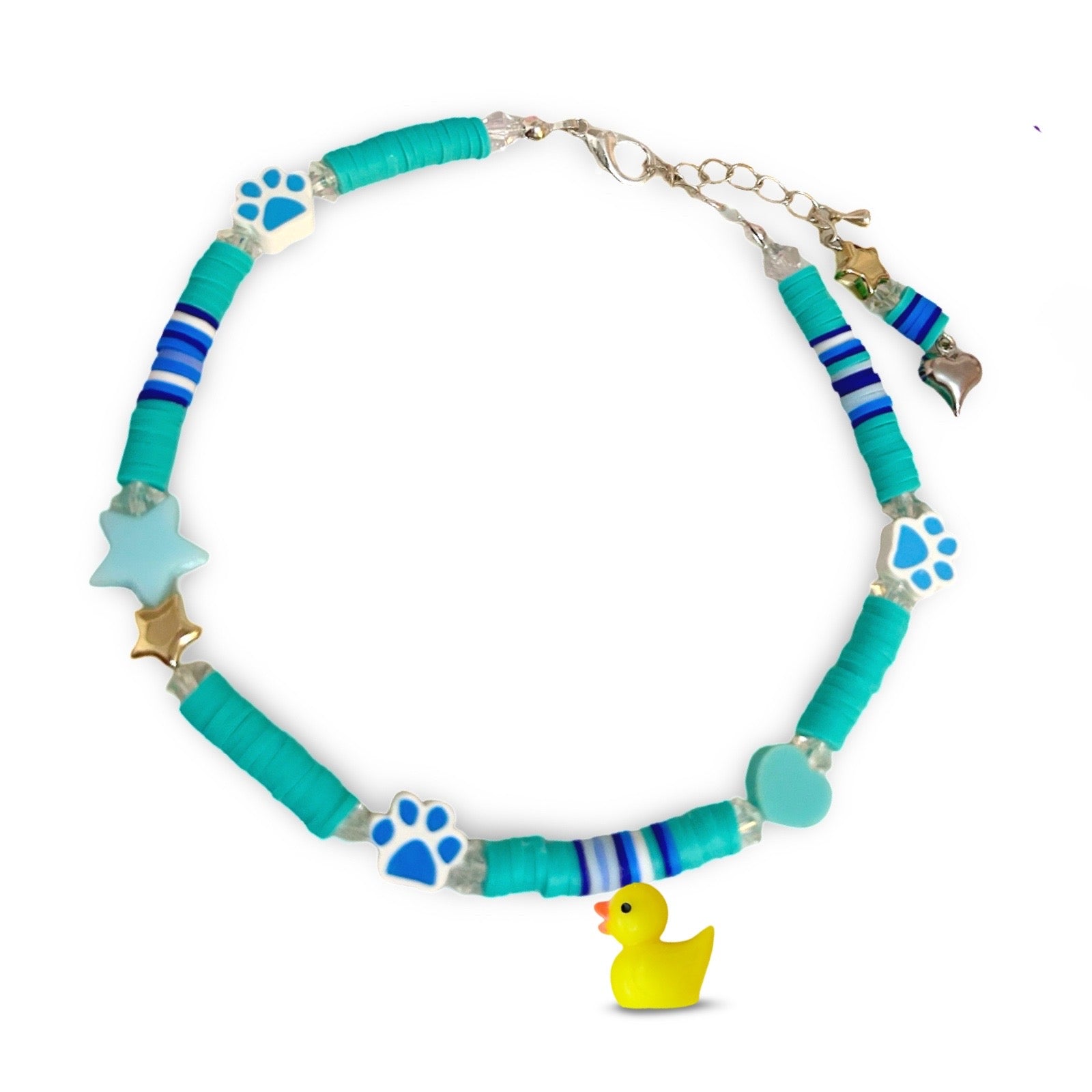 Little Duck Handmade Bead Dog Necklace - Turquoise Blue-1
