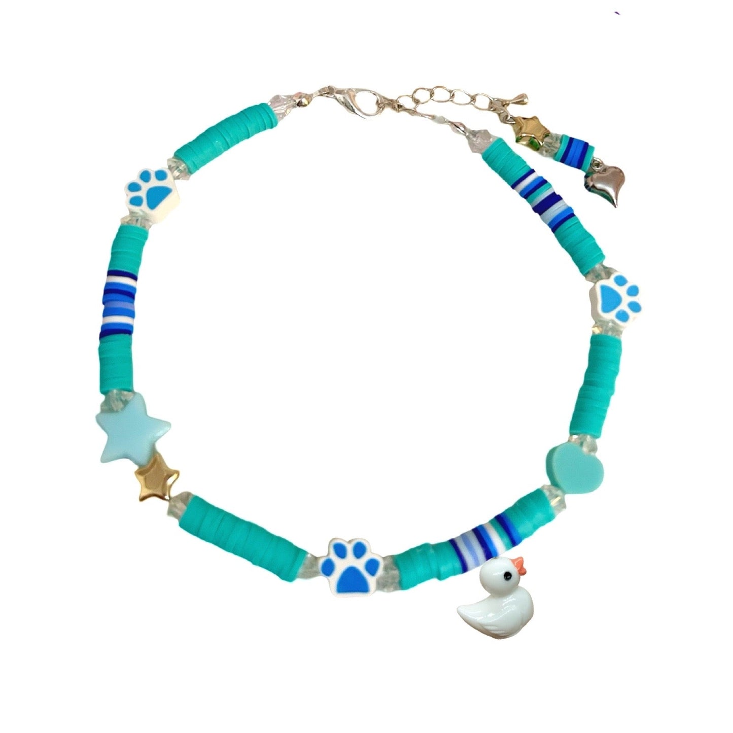 Little Duck Handmade Bead Dog Necklace - Turquoise Blue-2