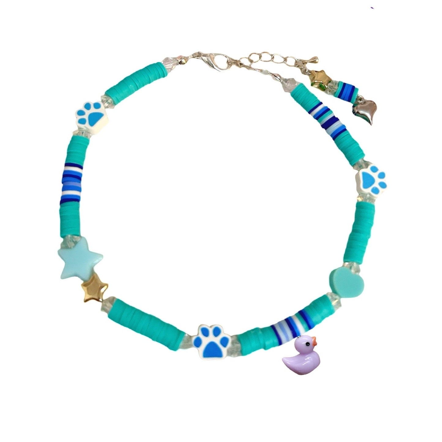 Little Duck Handmade Bead Dog Necklace - Turquoise Blue-4